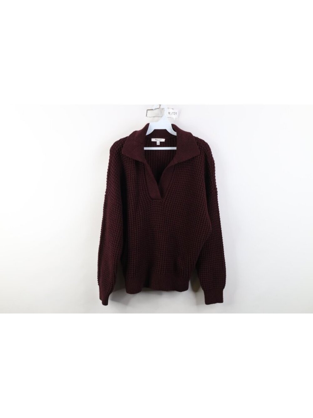 Madewell Womens Medium Blank Textured Thermal Merino Wool Knit Collared Sweater